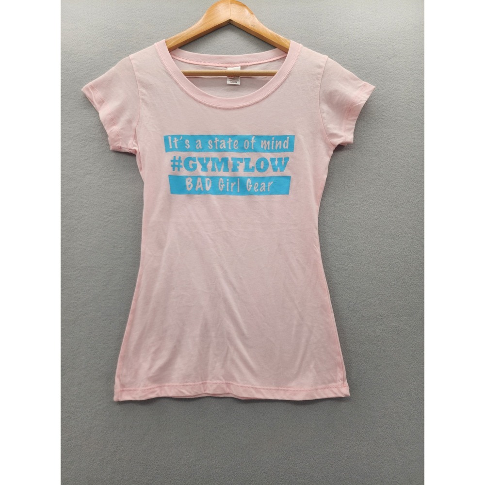 Sungirl Pink Gym Flow Graphic Tee Shirt Womens Medium Cotton Workout Top Fitness
